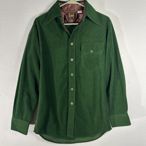 Lee Other - 1980s Lee Shacket Size Small Forest Green Western Button Down Cruiser Shirt VTG